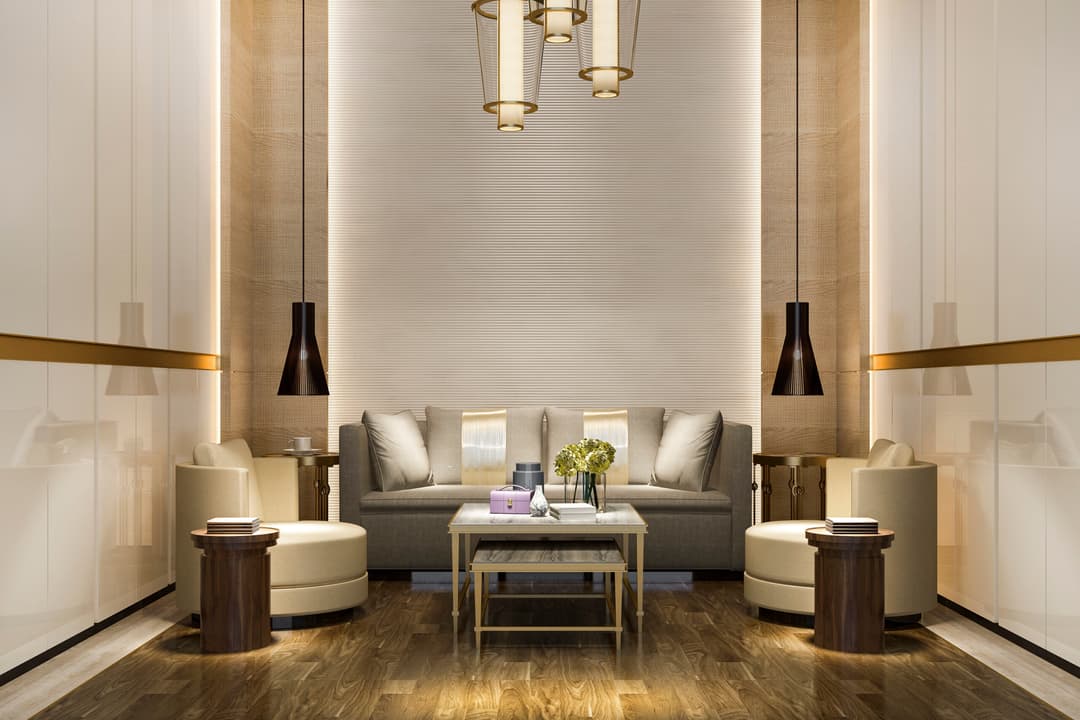 Luxury living room with custom electrical features